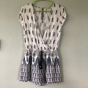 White and Navy Romper